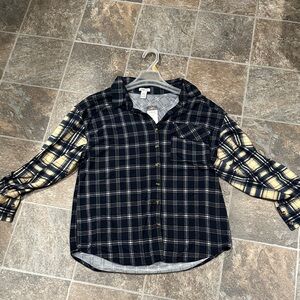 Plaid ladies Shirt - navy and beige